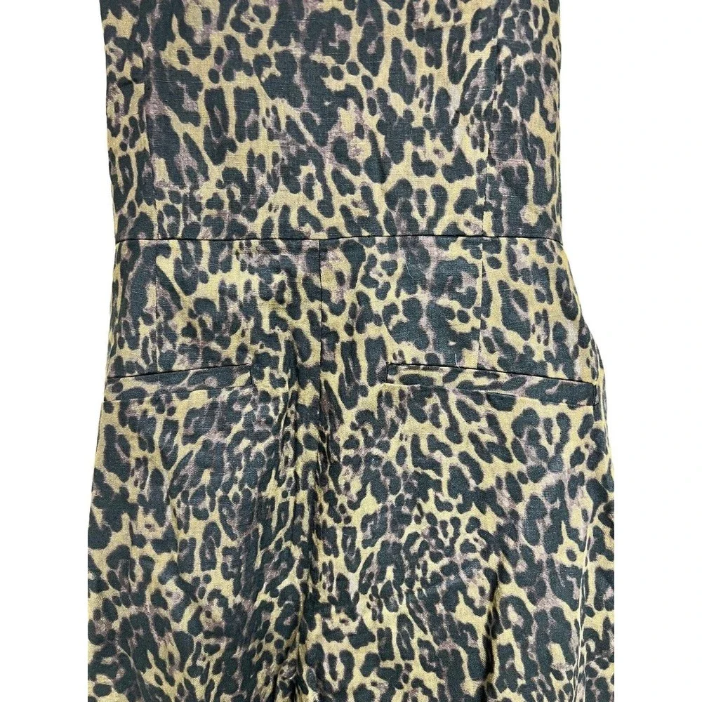 Banana Republic Linen Blend Leopard Cheetah Animal Print Jumpsuit Women’s Size 4